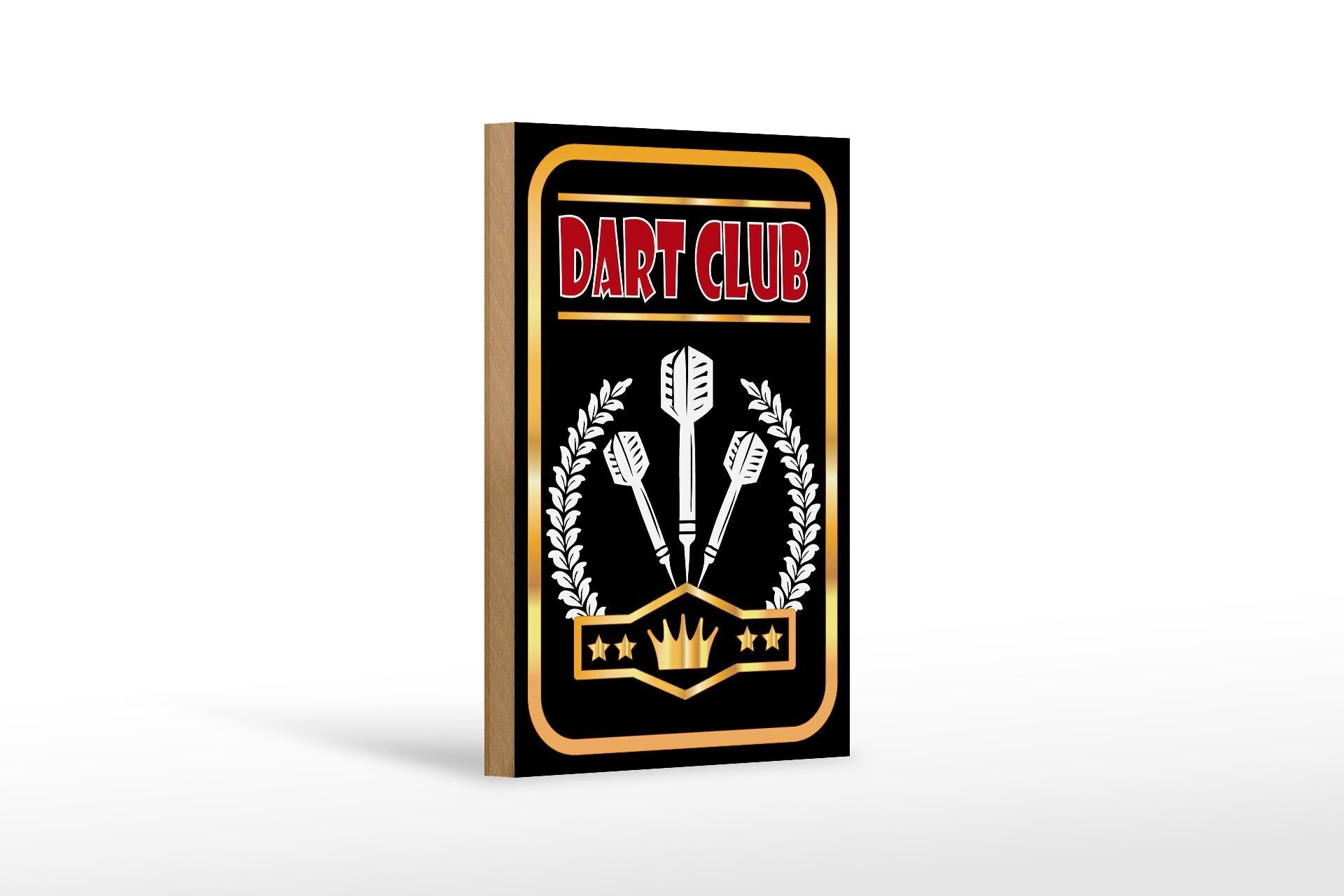 Cartello segnaletico in legno 12x18 cm Dart Club decoro nero