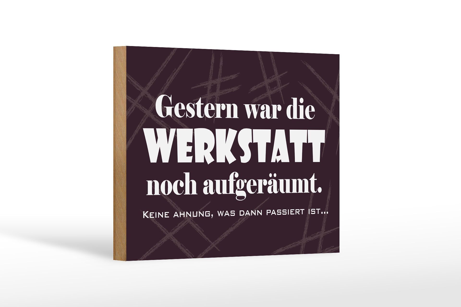 Cartello in legno con scritta 18x12 cm Ieri il laboratorio era in ordine