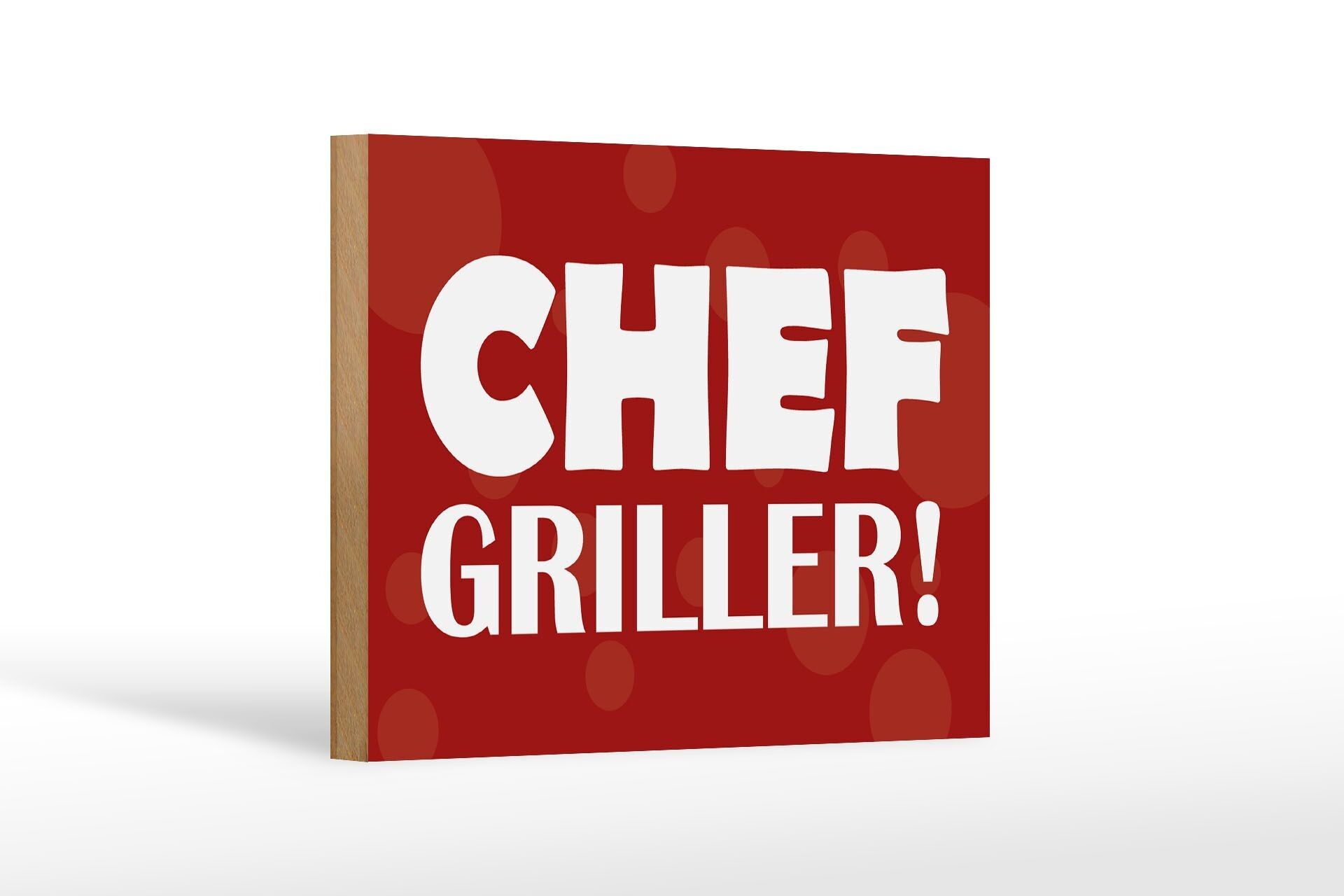 Cartello in legno con scritta Chef Griller 18x12 cm decorazione rossa