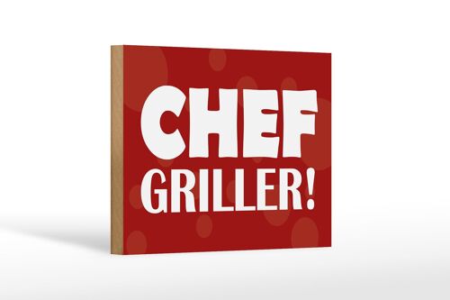 Holzschild Spruch 18x12cm Chef Griller rotes Dekoration