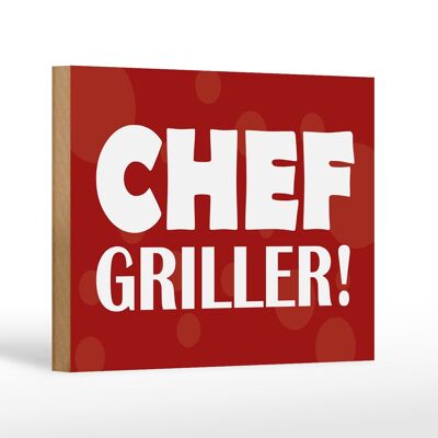 Panneau en bois disant 18x12cm Chef Griller décoration rouge