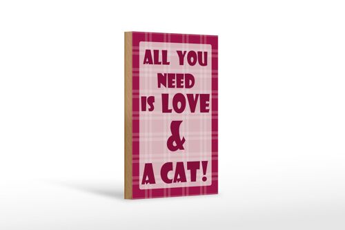Holzschild Spruch 12x18cm All you need & Cat Dekoration
