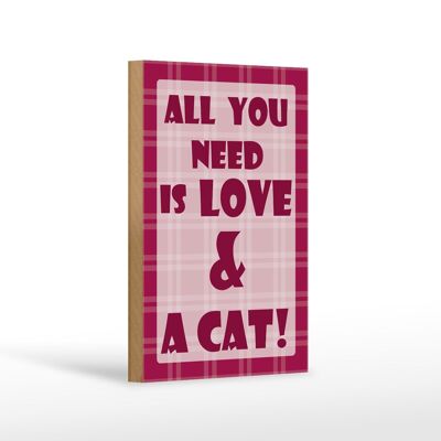 Holzschild Spruch 12x18cm All you need & Cat Dekoration