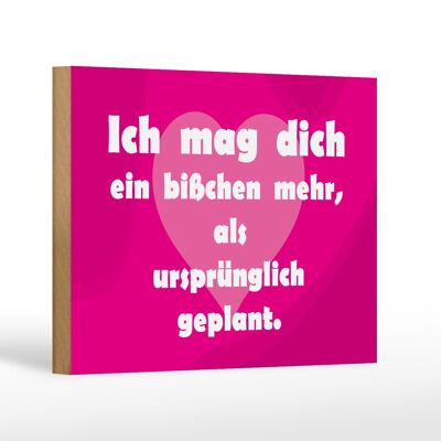 Cartello in legno con scritta "Mi piaci" (cuore) 18x12 cm