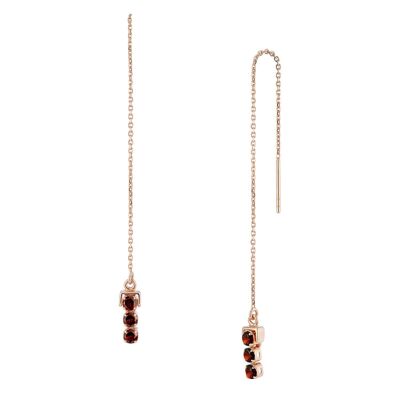 San Shi Garnet Chain Earrings, 18ct Rose Gold Plated Vermeil