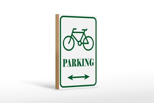 Holzschild Hinweis 12x18cm Fahrrad Parking weiß- grünes Dekoration