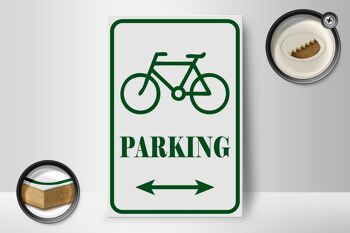 Panneau en bois avis 12x18cm parking vélo décoration blanc-vert 2