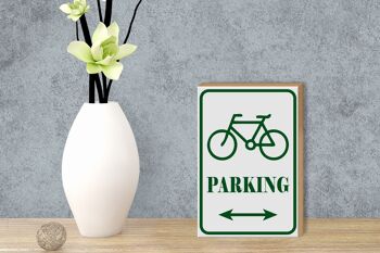 Panneau en bois avis 12x18cm parking vélo décoration blanc-vert 3