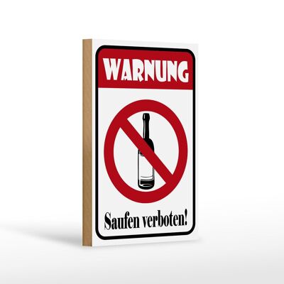 Cartel de madera aviso 12x18cm advertencia beber prohibido decoración