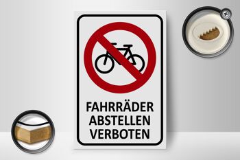 Panneau en bois avis 12x18cm stationnement vélos interdit décoration étain 2