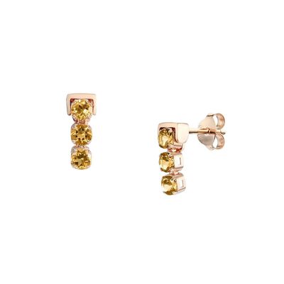 Di Diao Citrine Stud Earrings, 18ct Rose Gold Plated Vermeil