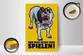 Panneau en bois disant 12x18cm Il ne veut pas que jouer à la décoration de chien 2