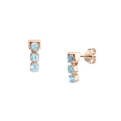 Di Diao Blue Topaz Stud Earrings, 18ct Rose Gold Plated Vermeil