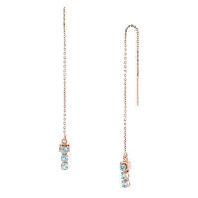 San Shi Blue Topaz Chain Earrings, 18ct Rose Gold Plated Vermeil