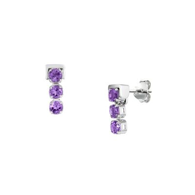 Di Diao Amethyst Stud Earrings, Sterling Silver