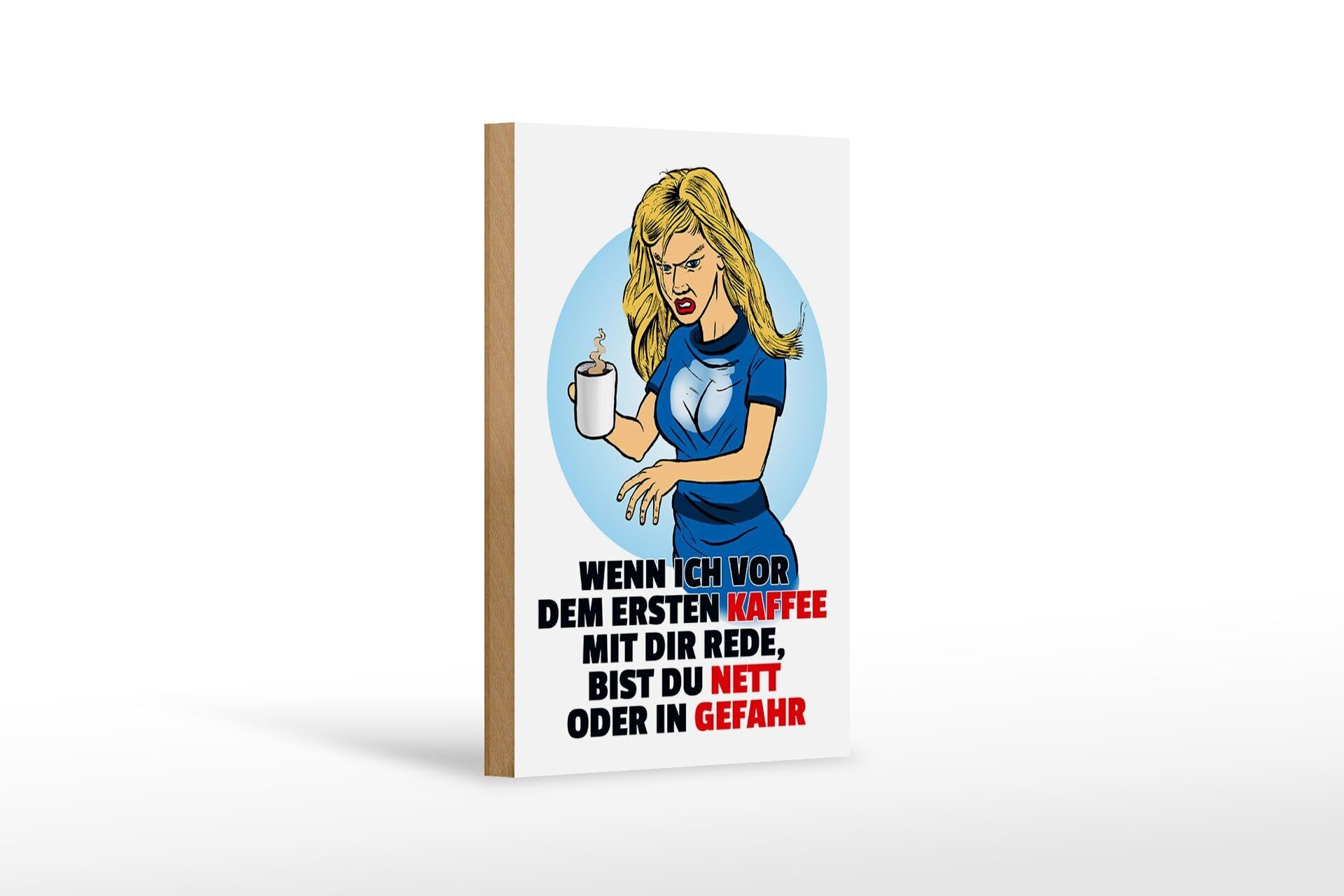 Cartello in legno con scritta 12x18 cm prima della prima decorazione del caffè