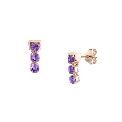 Di Diao Amethyst Stud Earrings, 18ct Rose Gold Plated Vermeil