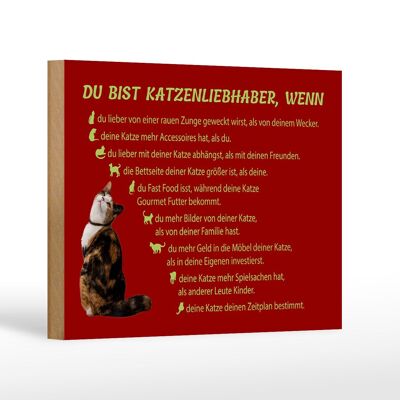 Holzschild Spruch 18x12cm du bist Katzenliebhaber wenn Dekoration