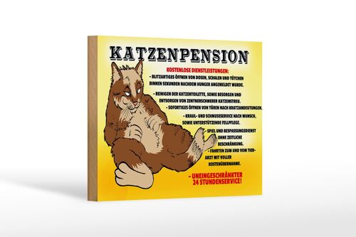 Holzschild Spruch 18x12cm Katzenpernsion 24h Service Dekoration