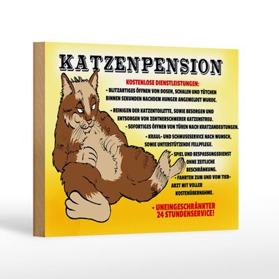 Holzschild Spruch 18x12cm Katzenpernsion 24h Service Dekoration