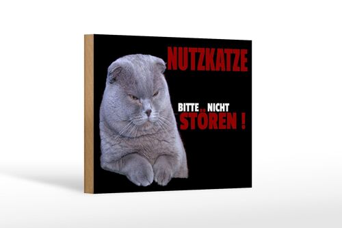 Holzschild Spruch 18x12cm Nutzkatze bitte nicht stören schwarz.