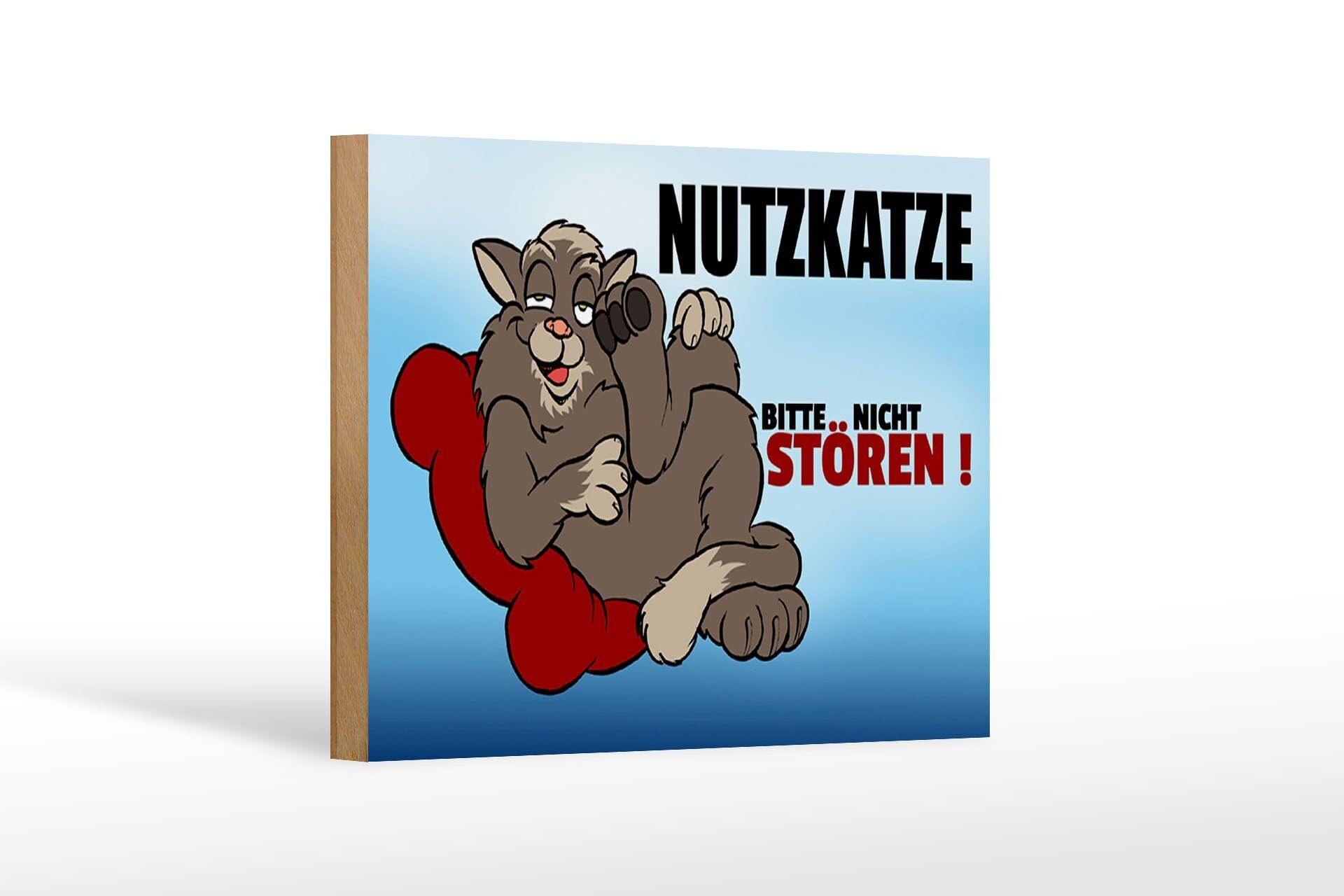 Cartello in legno con scritta "gatto commerciale" 18x12 cm, per favore non disturbare, blu