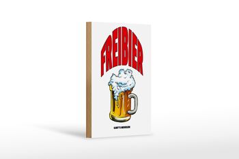 Panneau en bois 12x18cm Bière gratuite demain (chope à bière) 1