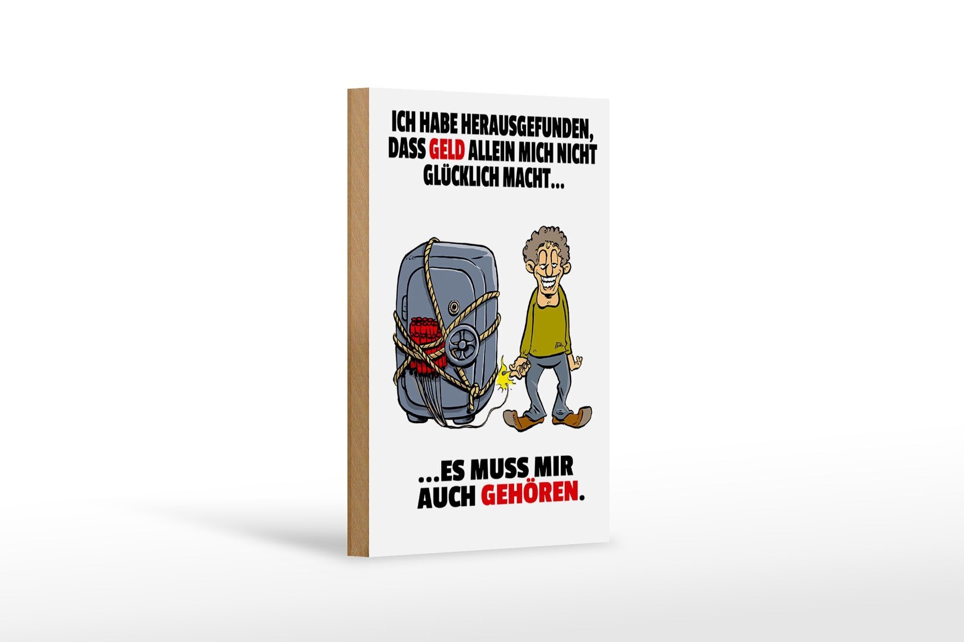 Cartello in legno con scritta 12x18 cm I soldi da soli non ti rendono felice