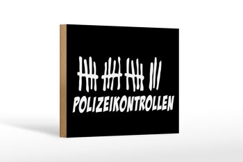 Panneau en bois liste de pointage 18x12cm contrôles de police décoration noire 1