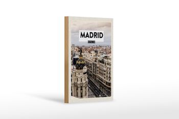 Panneau en bois voyage 12x18cm Madrid Espagne destination de voyage architecture 1