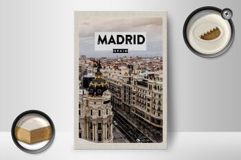 Panneau en bois voyage 12x18cm Madrid Espagne destination de voyage architecture 2