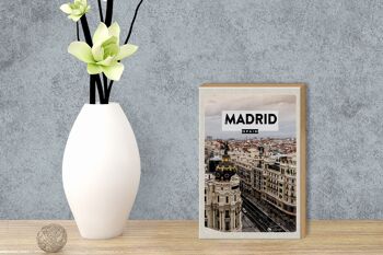 Panneau en bois voyage 12x18cm Madrid Espagne destination de voyage architecture 3