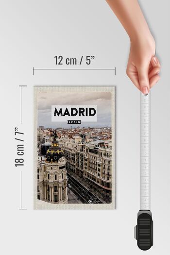 Panneau en bois voyage 12x18cm Madrid Espagne destination de voyage architecture 4