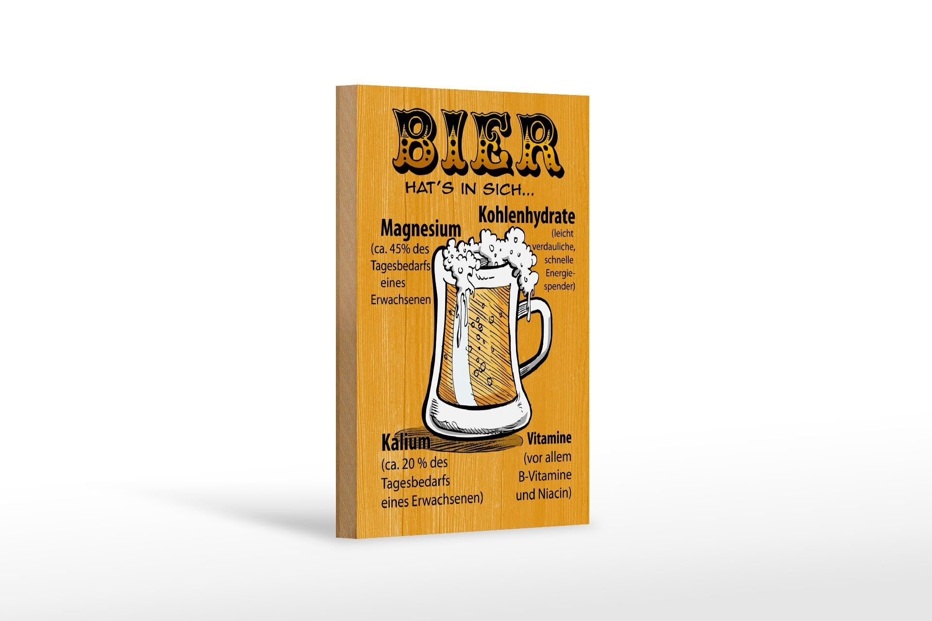 Targa in legno 12x18 cm Birra con decorazione vitaminica