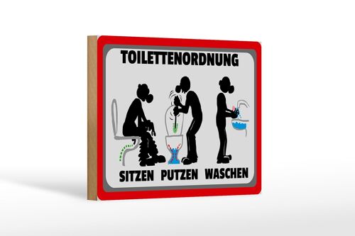 Holzschild Hinweis 18x12cm Toilettenordnung sitzen putzen Dekoration