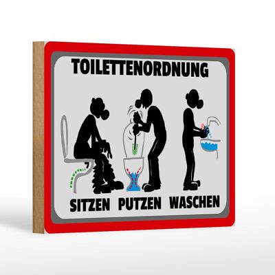 Wooden sign notice 18x12cm toilet order sitting cleaning decoration