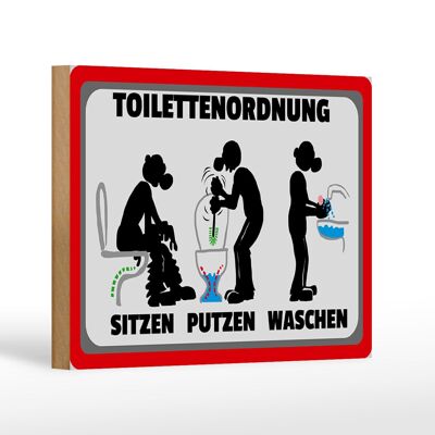 Holzschild Hinweis 18x12cm Toilettenordnung sitzen putzen Dekoration