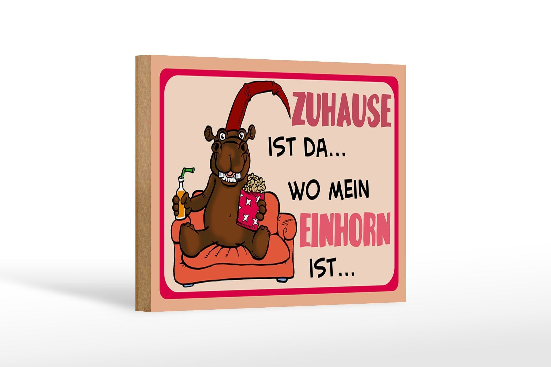 Cartello in legno con scritta 18x12 cm "Casa è dove si trova il mio cartello decorativo con unicorno".