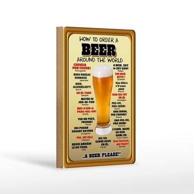 Cartel de madera 12x18cm Cómo pedir una cerveza por favor decoración