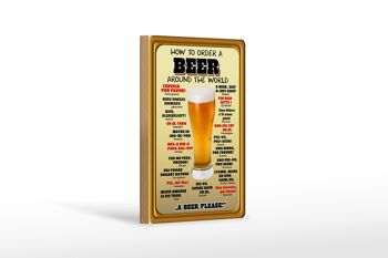 Panneau en bois 12x18cm Comment commander une bière s'il vous plaît décoration 1