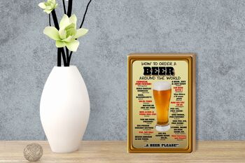 Panneau en bois 12x18cm Comment commander une bière s'il vous plaît décoration 3