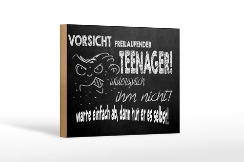 Holzschild Spruch 18x12cm Vorsicht freilaufender Teenager Dekoration