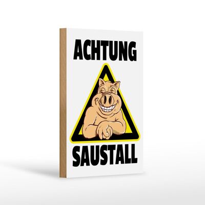 Cartello in legno animali 12x18 cm maiale avvertimento decorazione porcile