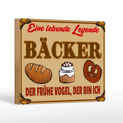 Holzschild Essen 18x12cm Lebende Legende Bäcker Brot Dekoration