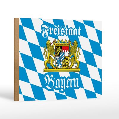 Cartel de madera Baviera 18x12cm Decoración escudo de armas del Estado Libre de Baviera