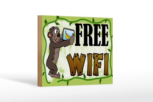 Holzschild Hinweis 18x12cm Free WiFi Internet Dekoration