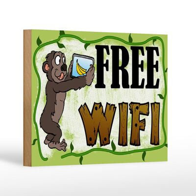 Holzschild Hinweis 18x12cm Free WiFi Internet Dekoration