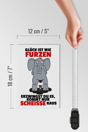 Panneau en bois disant 12x18cm Le bonheur est comme une décoration d'éléphant qui pète 4