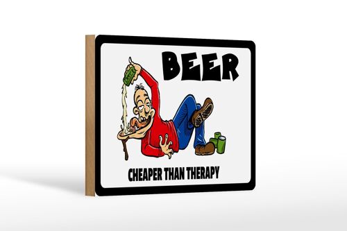 Holzschild 18x12cm Beer cheaper than therapy Bier Dekoration