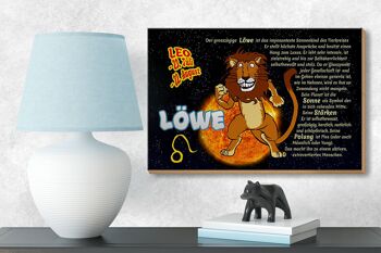 Signe du zodiaque en bois 18x12cm, décoration Lion planète soleil 3